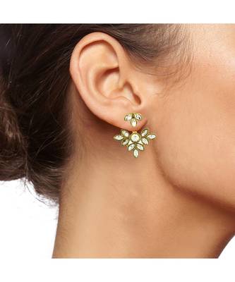 Flower Antique Gold Plated Ear Cuff Jacket Pair For Women 5
