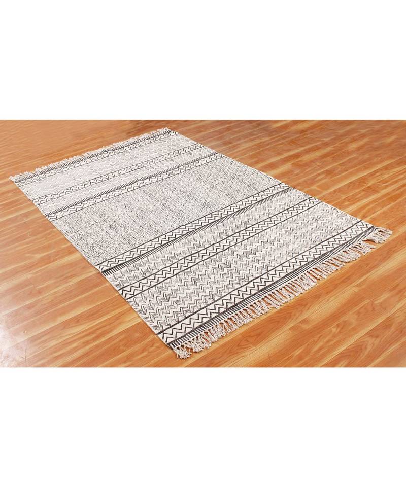 5x7-Feet Indian Hand Block Printed Cotton Dhurrie  Flatwoven  Kitchen Art Decor Carpet Boho  Area Rugs