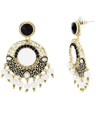 Chaand Bali Filigree Black Meenakari Kundan Pearl Earring For Women 3