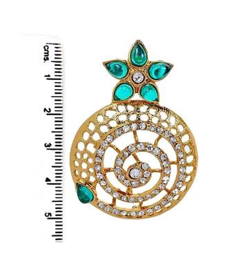 Filigree Flower Gold Plated Green American Diamond Earring For Women 2