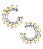 Chaand Crescent American Diamond Baguette 18K Gold Stud Earring