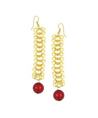 Italian Gold Plated Red Dangling Earring For Women 1