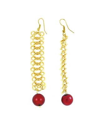 Italian Gold Plated Red Dangling Earring For Women 2