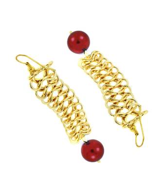 Italian Gold Plated Red Dangling Earring For Women 3