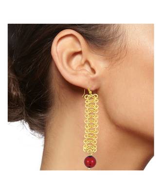 Italian Gold Plated Red Dangling Earring For Women 4