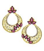 Chaand Bali Gold Sapphire Pink American Diamond Cz Jhumki Earring