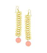 Italian Gold Plated Baby Pink Long Dangling Earring For Women