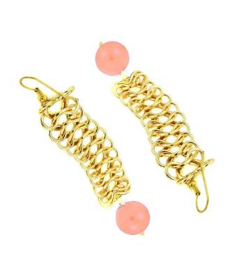 Italian Gold Plated Baby Pink Long Dangling Earring For Women 3