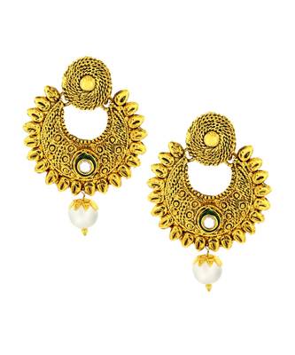 Traditional Antique 22K Gold Plated Chand Bali Earring For Women 1