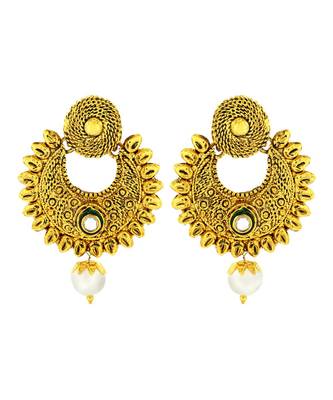 Traditional Antique 22K Gold Plated Chand Bali Earring For Women 2