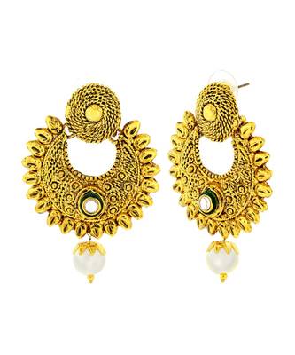 Traditional Antique 22K Gold Plated Chand Bali Earring For Women 3
