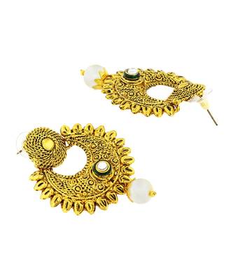 Traditional Antique 22K Gold Plated Chand Bali Earring For Women 4