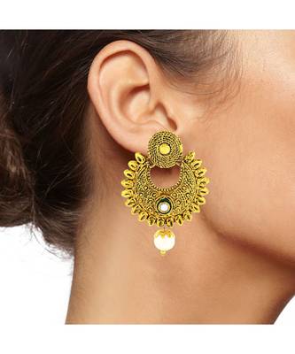 Traditional Antique 22K Gold Plated Chand Bali Earring For Women 5