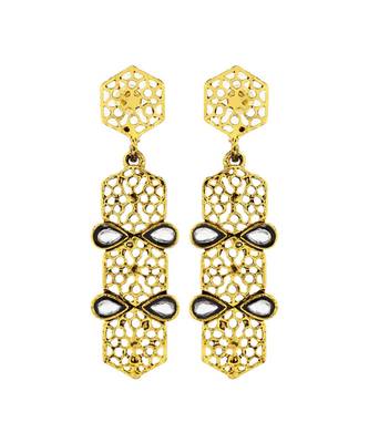 Italian Kundan 14K Gold Plated Dangling Earring For Women 1