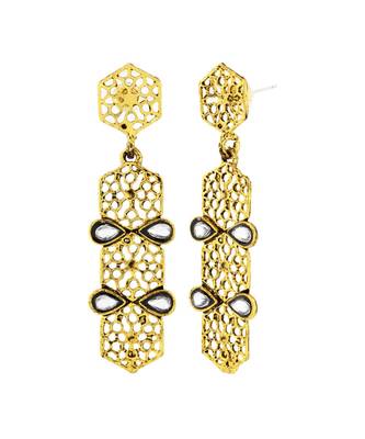 Italian Kundan 14K Gold Plated Dangling Earring For Women 2