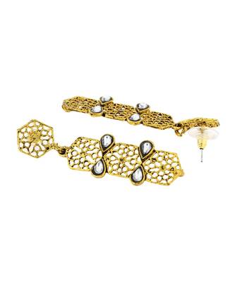 Italian Kundan 14K Gold Plated Dangling Earring For Women 3