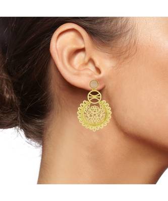 Large Statement Filigree Chaand Bali Baby Pink Gold Jhumki Earring 4