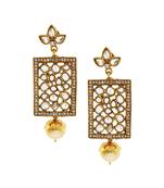 Filigree Kundan Pearl American Diamonds 18K Gold Dangle Earring