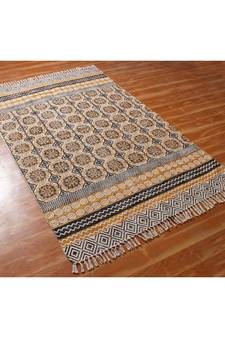 2.6 x4-Runner-Feet Hand Block Printed Area Rugs  Cotton   Boho   Patio Decorative Carpet