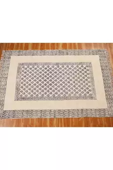 5x8-Feet Indian Hand Block Printed Cotton Dhurrie Handmade Black Flatwoven Boho  Area Rugs  Beach Yoga