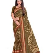 Green printed cotton saree with blouse
