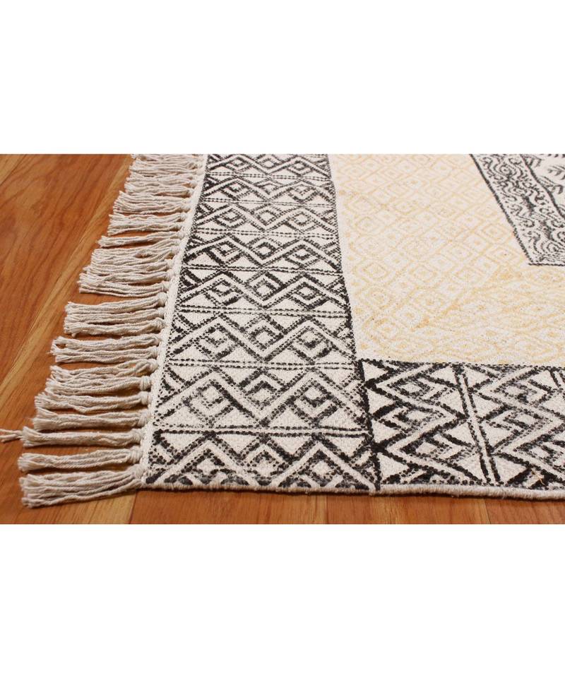 6x12-Runner-Feet Indian Hand Block Printed Cotton   Black  Boho  Area Rugs  Beach Yoga Mat