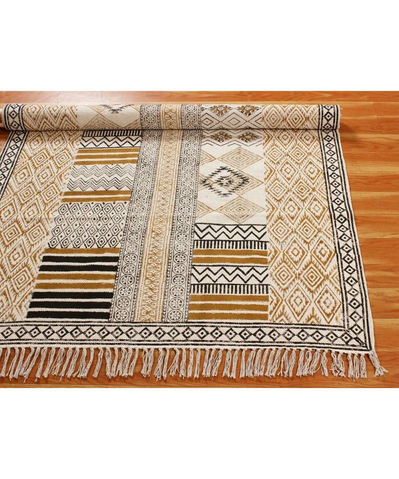 4x10-Runner-Feet  Cotton  Hand Block Printed Area Rugs  Bed Room Decorative Carpet Boho s  Throw Rug