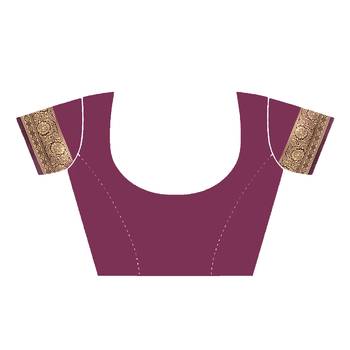 Purple woven silk blend saree with blouse 4