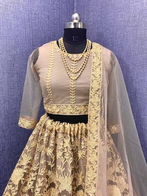 Chiku embroidered net semi stitched lehenga 2