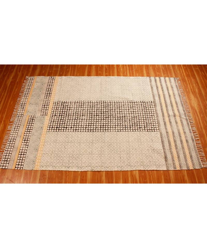 2x3-Feet  Area Rug Boho  Hand Block Printed Cotton Dhurrie  Bedroom Decorative Carpet Flatwoven Throw 