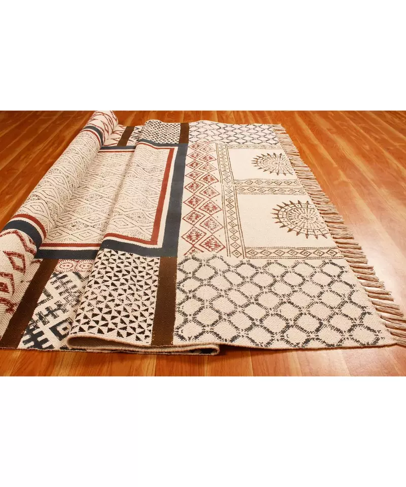 8x10-Feet Indian  Hand Block Printed Cotton  Area Rugs Bohomian s Rug Home Art Decor Carpet Throw Rug