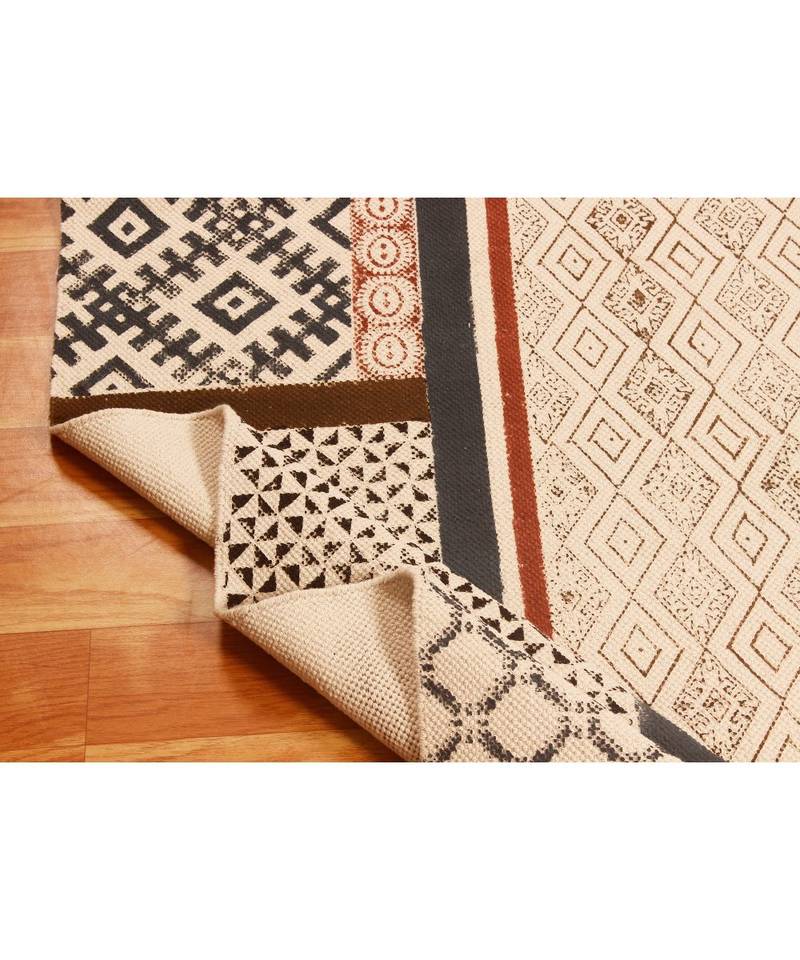 4x4Feet-Square Indian  Hand Block Printed Cotton   Rugs  s Rug Home Art Decor Carpet Throw Rug