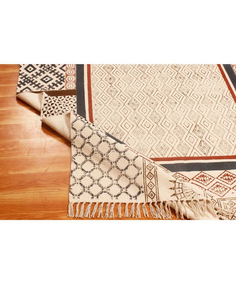 4x4Feet-Square Indian  Hand Block Printed Cotton   Rugs  s Rug Home Art Decor Carpet Throw Rug