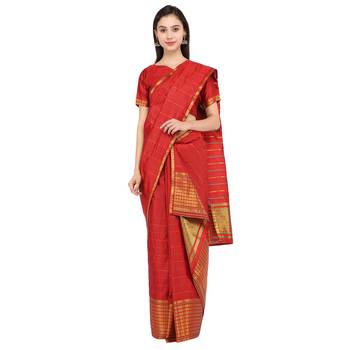 Indian Traditional Beautiful Red Assamese Mekhela Chador  2