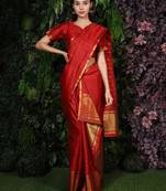 Indian Traditional Beautiful Red Assamese Mekhela Chador 