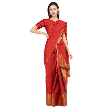 Indian Traditional Beautiful Red Assamese Mekhela Chador  5