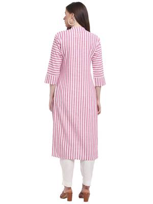 Pink printed cotton ethnic-kurtis 4