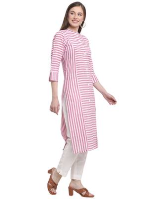 Pink printed cotton ethnic-kurtis 5