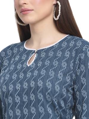Blue printed cotton ethnic-kurtis 3