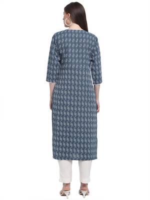 Blue printed cotton ethnic-kurtis 4