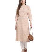 Peach printed cotton ethnic-kurtis