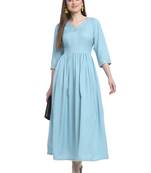 Sky-blue plain rayon ethnic-kurtis