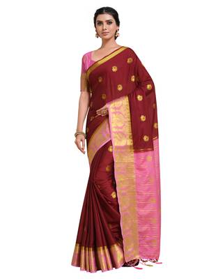 Women's Mysore Silk Crepe Saree With Unstiched Blouse 1