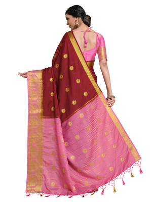 Women's Mysore Silk Crepe Saree With Unstiched Blouse 3