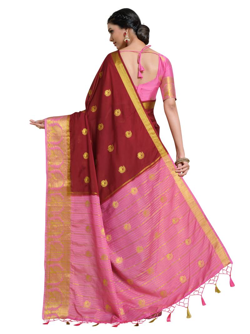 Women's Mysore Silk Crepe Saree With Unstiched Blouse