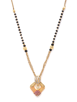 Gold cubic zirconia mangalsutra 2