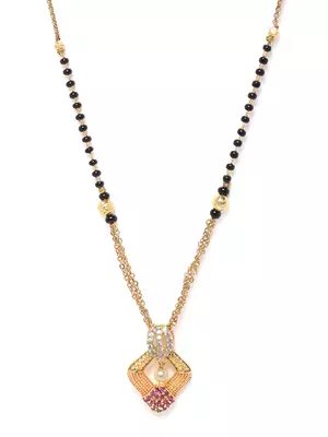 Gold cubic zirconia mangalsutra 3