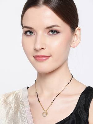 Gold cubic zirconia mangalsutra 1