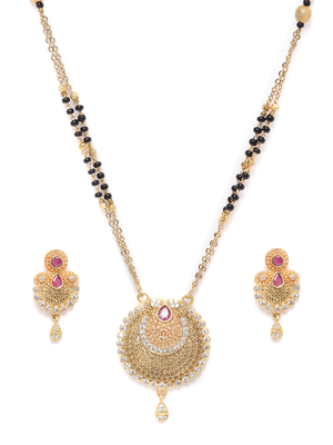 Gold cubic zirconia mangalsutra 2