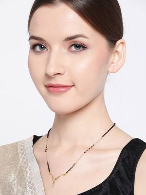 Gold cubic zirconia mangalsutra 1